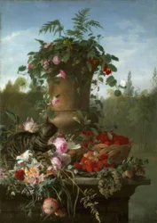 F.A. de Bruycker, Still Life with Flowers and Fruits